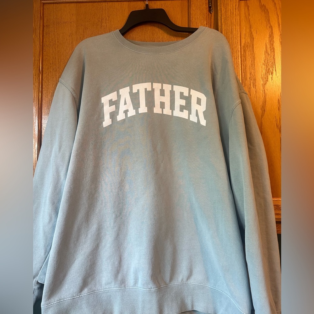 UNWELL Father  Graphic Crewneck Sweater in Light Blue